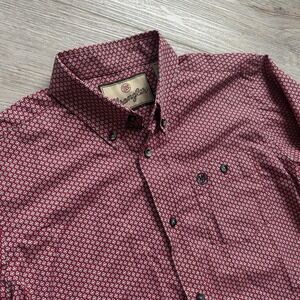 Wrangler Button Down Shirt Boys Youth L Red Black Stretch Performance Western